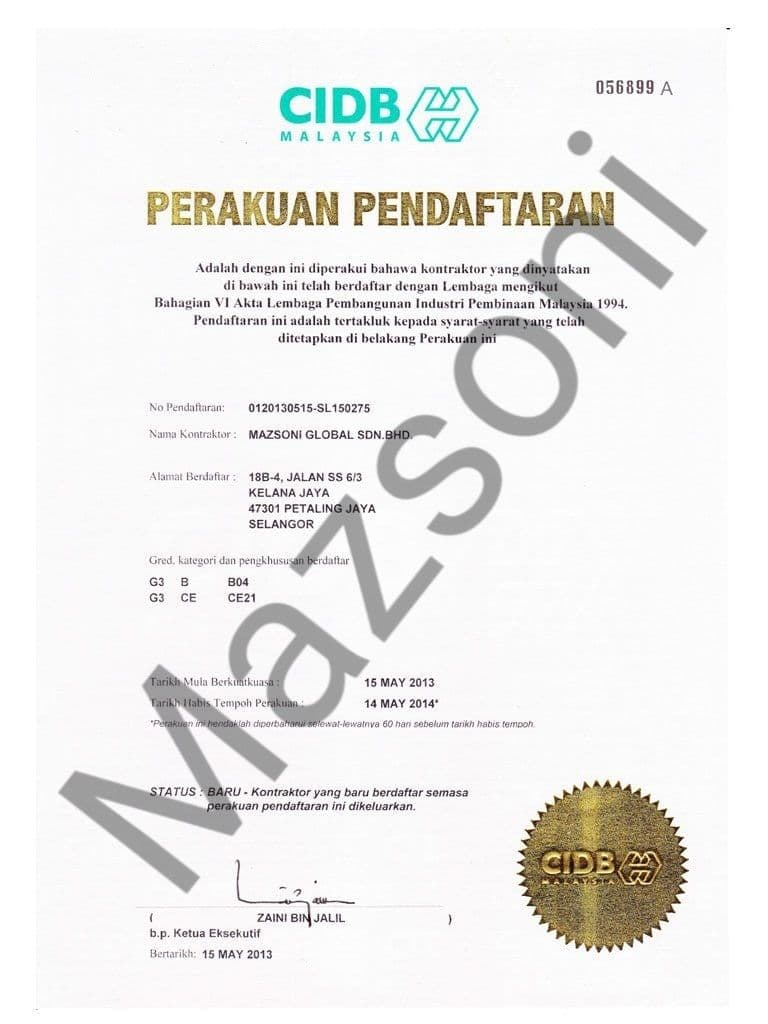 Perakuan Pendaftaran - CIDB Malaysia